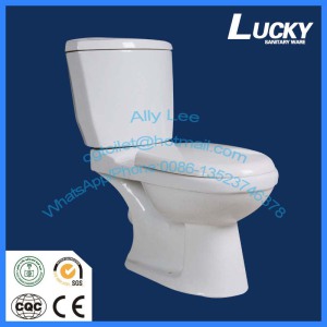Economic Elongated Wash Down Flush Two Piece Ceramic Toilet